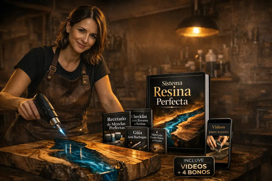Sistema completo para dominar la Resina Epoxica desde cero y crear piezas profesionales ✨
(Incluye guía + videos paso a paso + bonos)